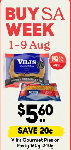Drakes Vili's Gourmet Pies or Pasty offer