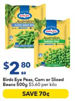 Ritchies Birds Eye Peas, Corn or Sliced Beans offer