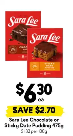 Drakes Sara Lee Chocolate or Sticky Date Pudding offer