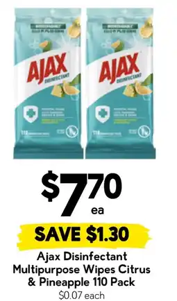 Drakes Ajax Disinfectant Multipurpose Wipes Citrus & Pineapple offer