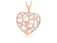 Grahams Jewellers Sterling Silver and Rose Gold Plate Zirconia Tree of Life Heart Pendant offer