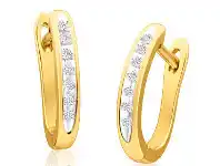 Shiels 9ct Radiant Yellow Gold Diamond Hoop Earrings offer
