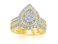 Shiels 9ct Yellow Gold 1 Carat Diamond Pear Shape Ring with 112 Brilliant & Taper Diamonds offer