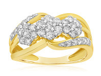 Shiels 9ct Yellow Gold 1 Carat Diamond 3 Flower Cluster Ring with 33 Brilliant Diamonds offer