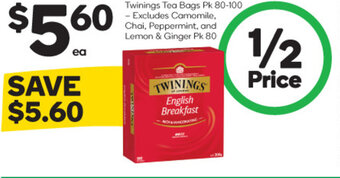 Woolworths Twinings Tea Bags offer