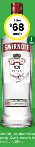 The Bottle O Smirnoff Red Label Vodka offer