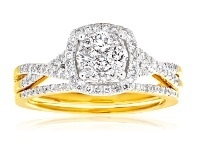 Shiels 9ct Yellow Gold 1/2 Carat Diamond Bridal Set offer