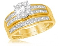 Shiels 9ct Yellow Gold 80 Point Diamond Bridal Ring Set offer