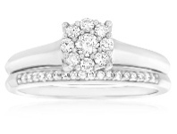Shiels 9ct White Gold 2 Ring Bridal Set with 0.3 Carats of Brilliant Cut Diamonds offer