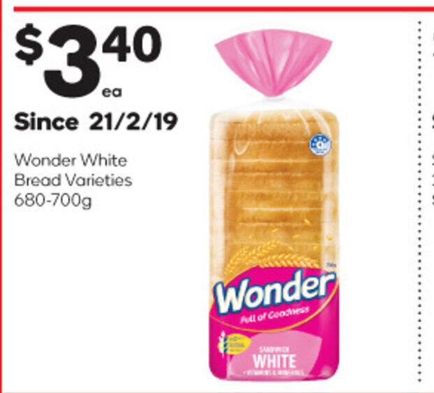 Wonder White Bread Varieties offer at Woolworths