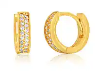 Shiels 9ct Yellow Gold 8mm Cubic Zirconia Pave Huggie Earrings offer