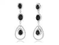 Shiels Sterling Silver Natural Enhanced Sapphire and White Zircon Drop Earrings offer