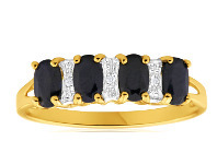 Shiels 9ct Radiant Yellow Gold Natural Sapphire x4 and Diamond x3 Ring offer