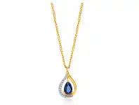 Shiels 9ct Yellow Gold Created Sapphire and Diamond Pendant offer