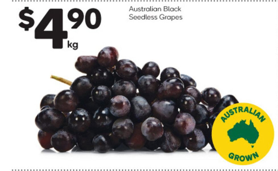Australian Black Seedless Grapes offer at Woolworths