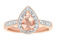 Shiels 9ct Rose Gold 0.60 Carat 7x5mm Morganite and Diamond 0.20ct Ring offer