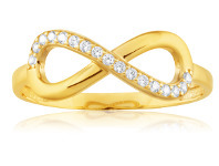 Shiels 9ct Yellow Gold Cubic Zirconia Infinity Ring offer
