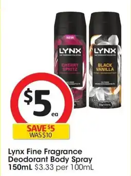 Coles Lynx Fine Fragrance Deodorant Body Spray $3.33 per 100mL offer
