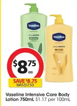 Coles Vaseline Intensive Care Body Lotion offer