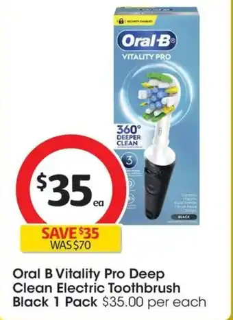 Coles Oral B Vitality Pro Deep Clean Electric Toothbrush Black offer