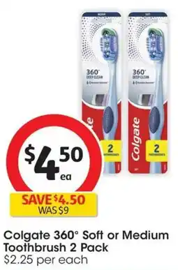 Coles Colgate 360° Soft or Medium Toothbrush offer