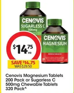 Coles Cenovis Magnesium Tablets or Sugarless C Chewable Tablets offer