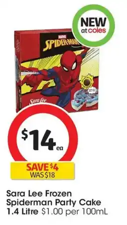 Coles Sara Lee Frozen Spiderman Party Cake offer