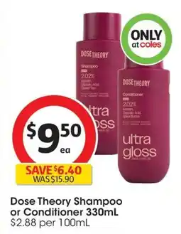 Coles Dose Theory Shampoo or Conditioner offer