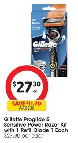 Coles Gillette Proglide 5 Sensitive Power Razor Kit with 1 Refill Blade offer