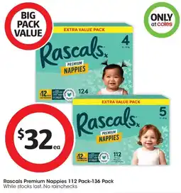 Coles Rascals Premium Nappies offer