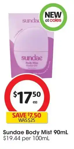 Coles Sundae Body Mist offer