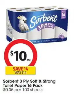 Coles Sorbent 3 Ply Soft & Strong Toilet Paper offer