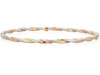 Shiels 9ct Yellow Gold, White Gold & Rose Gold Twist Bangle offer