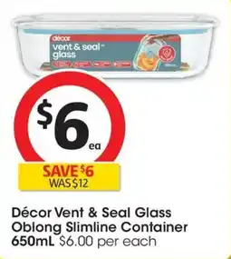 Coles Décor Vent & Seal Glass Oblong Slimline Container offer