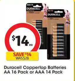Coles Duracell Coppertop Batteries AA or AAA offer