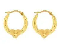 Shiels 9ct Yellow Gold Silver Filled Heart on 9mm Hoop offer