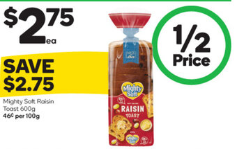 Woolworths Mighty Soft Raisin Toast offer