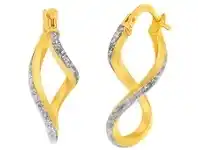 Shiels 9ct Yellow Gold Silver Filled Stardust Fancy Infinity Enamel Hoop Earrings offer