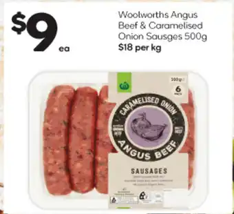 Woolworths Woolworths Angus Beef & Caramelised Onion Sausges offer