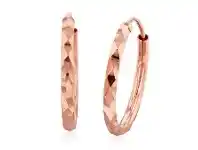 Shiels 9ct Silver Filled Rose Gold 15mm Diamond Cut Sleeper Earrings offer