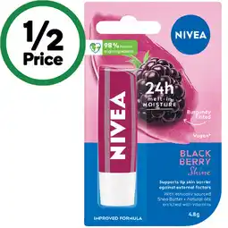 Woolworths Nivea 24h Moisturising Lip Balm offer