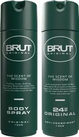 IGA Brut Original 24 Hr Anti‑perspirant or Body Spray 130g offer