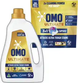 IGA OMO Laundry Capsules 28 Pack, Liquid 2 Litre or Powder 2kg Selected Varieties offer