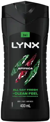 IGA Lynx 3‑in‑1 Body Face Hair Wash Selected Varieties offer