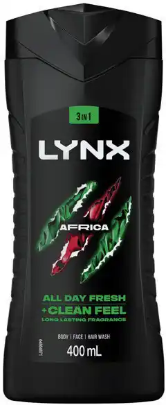 IGA Lynx 3‑in‑1 Body Face Hair Wash Selected Varieties offer