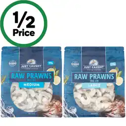 Woolworths Just Caught Raw Prawns Medium or Large 500g – From the Seafood Freezer offer