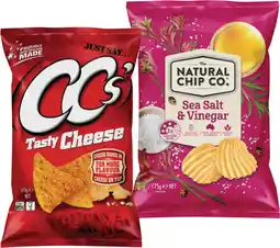 IGA CC’s Corn Chips, The Natural Chip Co. or Samboy Chips 175g Selected Varieties offer