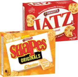 IGA Arnott’s Shapes 120-190g, Jatz 225g or Clix 250g Selected Varieties offer