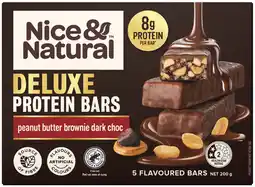 IGA Nice & Natural Peanut Butter Brownie Dark Choc Deluxe Protein Bars offer