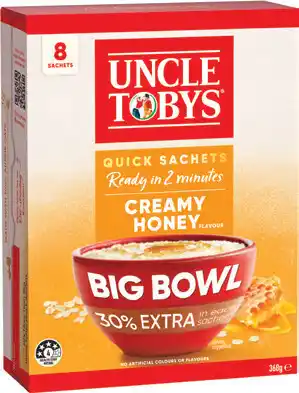 IGA Uncle Tobys Big Bowl Oats Quick Sachets Selected Varieties offer